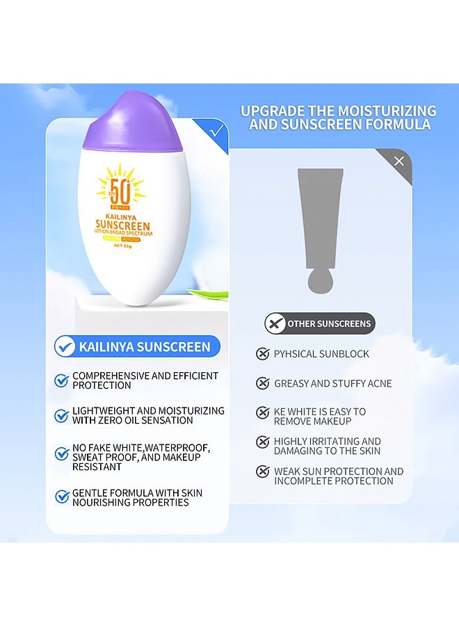 KAILINYA Whitening Sunscreen with SPF 50+++ Suitable for All Areas Waterproof and Sweatproof for Summer Military Training (50g) - Image 5